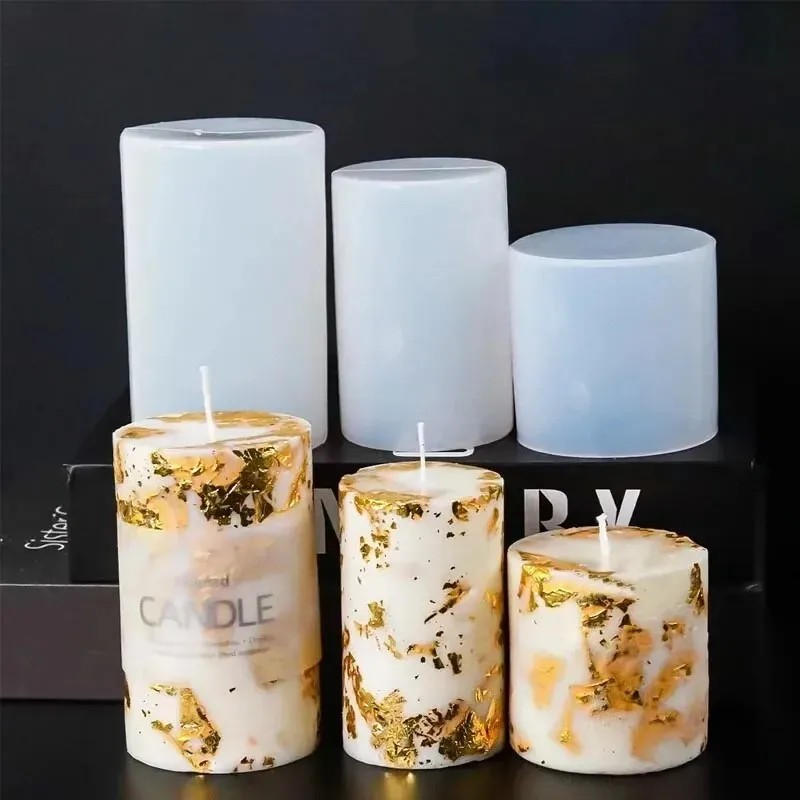 Candle Making Gel Wax - قالب شمع سيليكون أسطواني جديد لعام